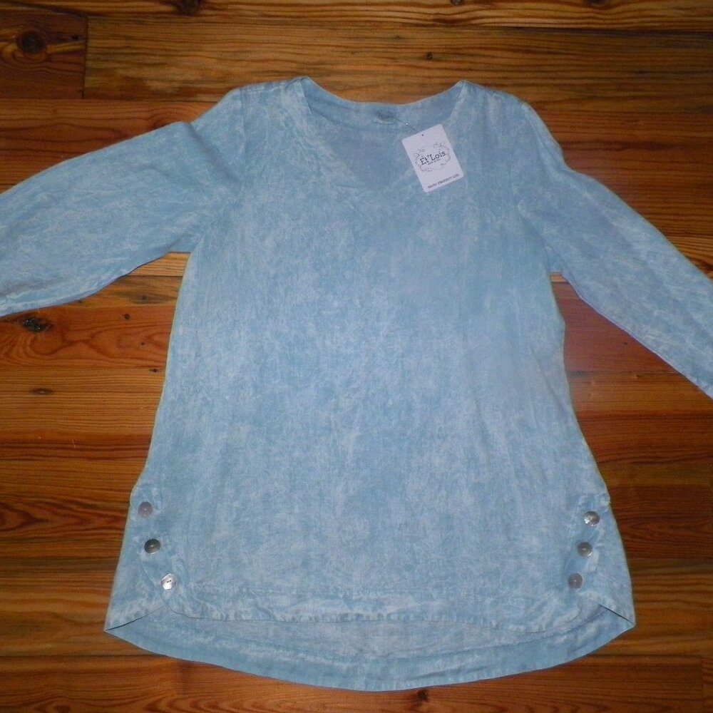 NWT ET' LOIS  100% LINEN TUNIC TOP  SIZE: MED    MSRP $139.00